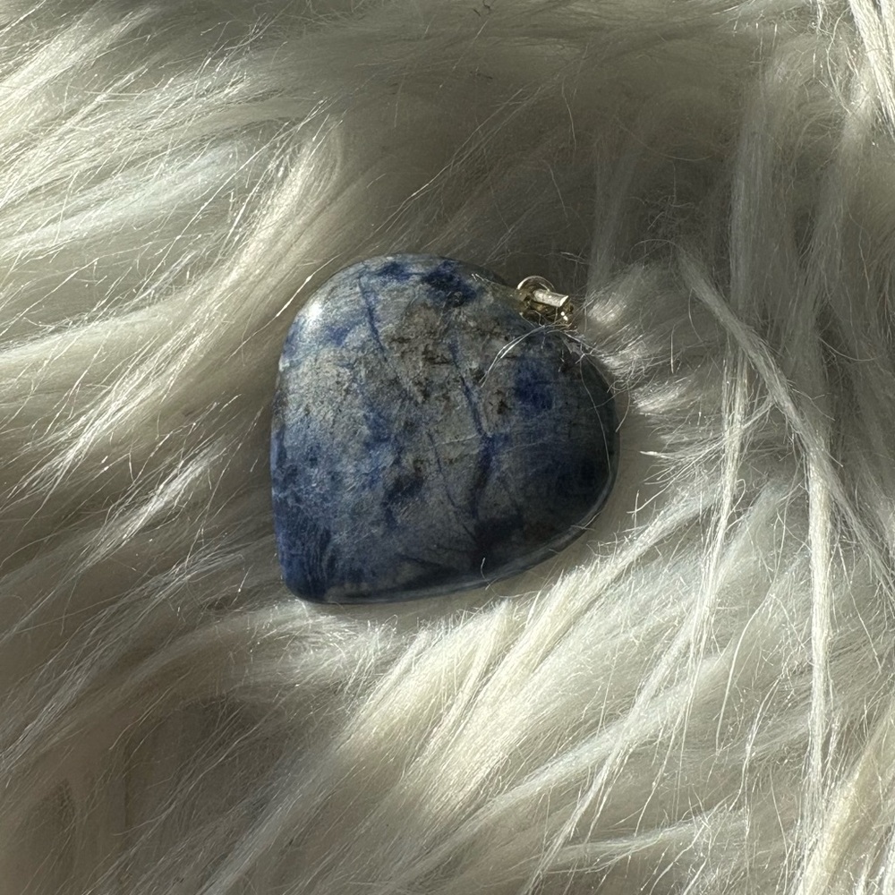 Blue Sodalite Heart Pendant with Silver Bail | Healing Crystal Necklace Charm